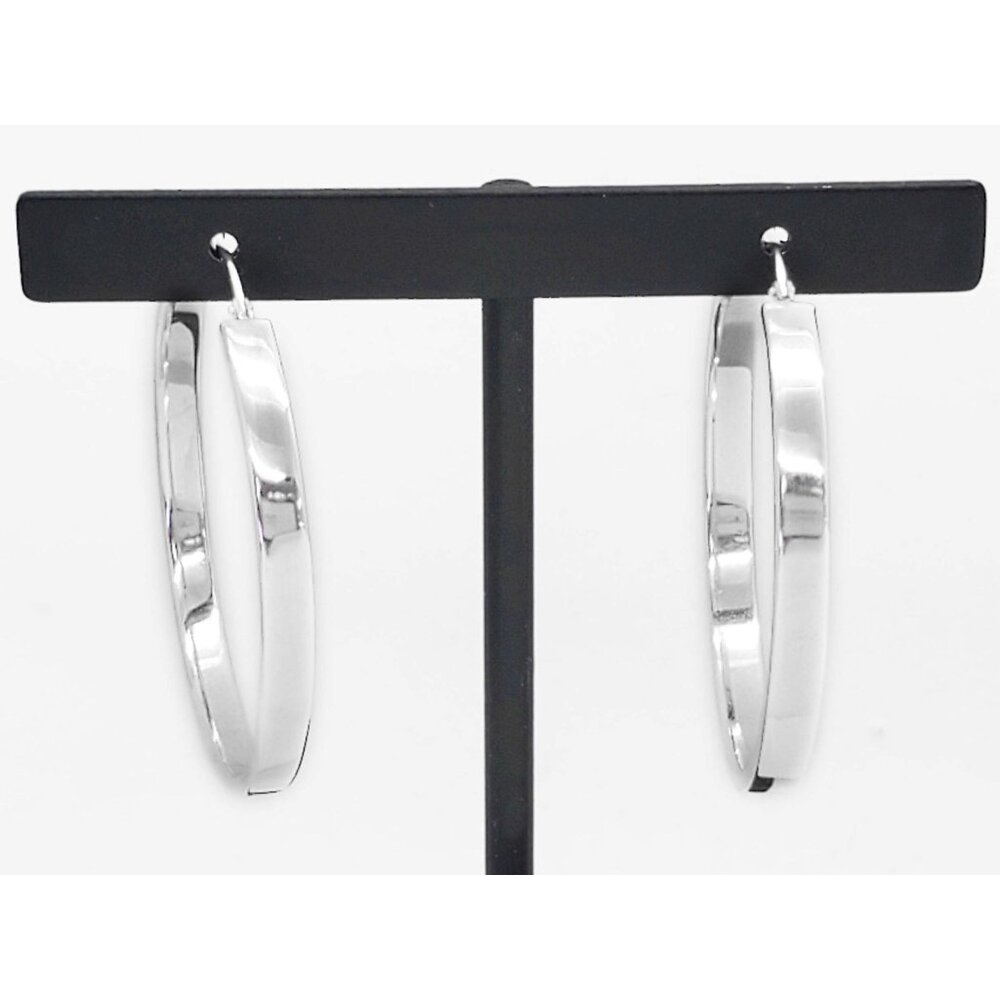 Itaor Italy 4mm Wide Hoop Earrings 41.5mm Diameter Sterling Silver